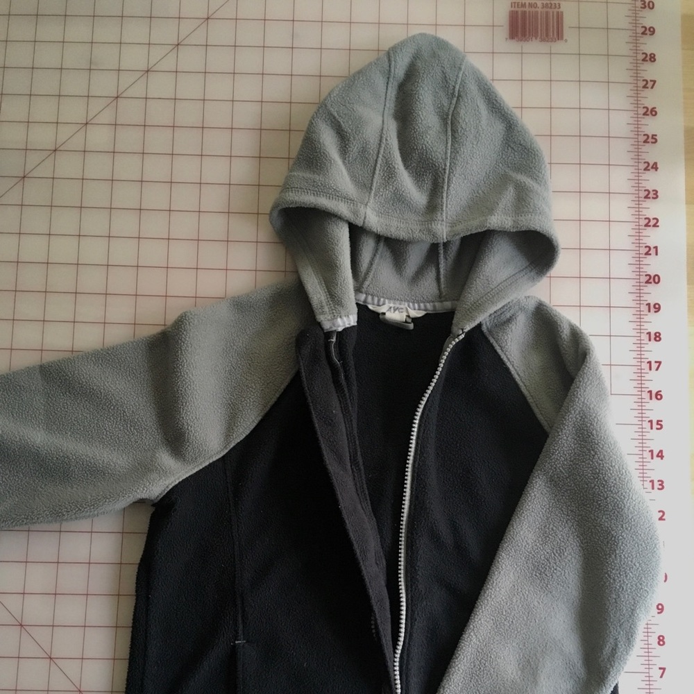 Lands End Gray/Black Fleece Hoodie
